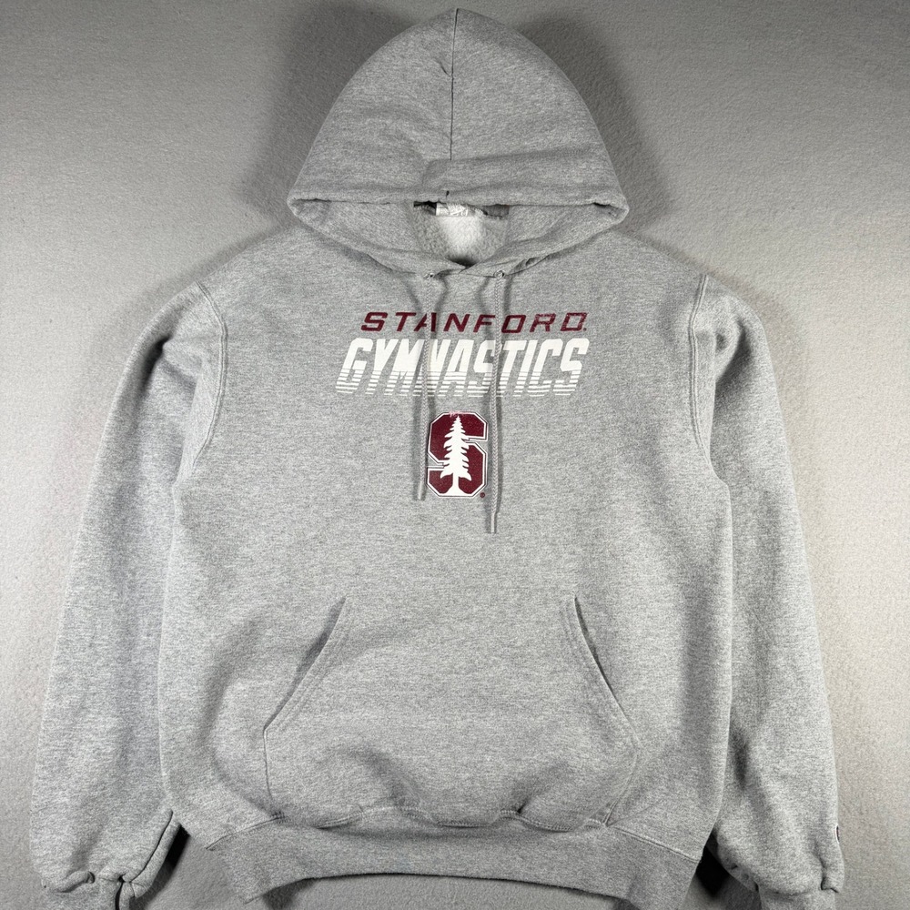 Champion Stanford Gymnastics Hoodie Mens Medium Gray Pullover CS2071